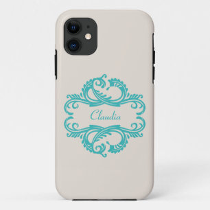 Fall "aquamarin Chic Damask BT iPhone 5" 11 Hülle