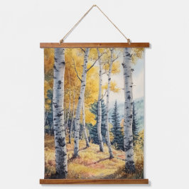 Fall Autumn Birch Trees Nature Landscape Art Wandteppich Mit Holzrahmen