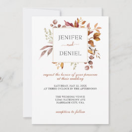 Fall Autumn Leaves Rustic Country Boho Wedding Einladung