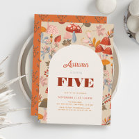 Fall/Autumn Mushroom & Wildflower Tan Birthday