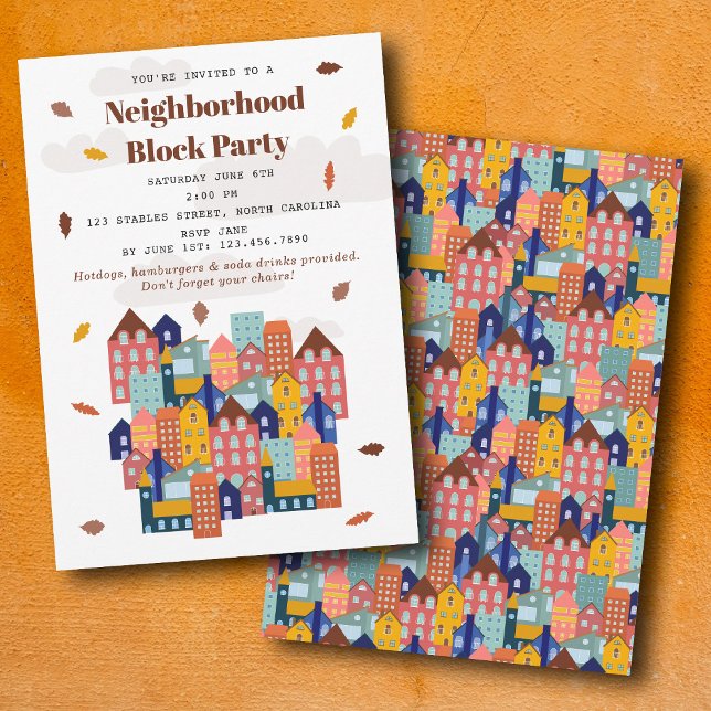 Fall Autumn Neighborhood Block Party Einladung (Fall Autumn Neighborhood Block Party Invitation)