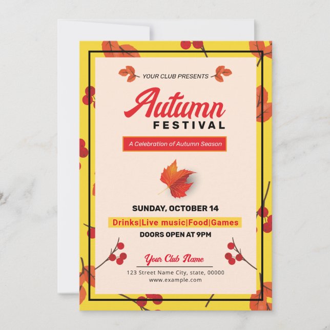 Fall / Autumn Party Flyer Einladung (Vorderseite)
