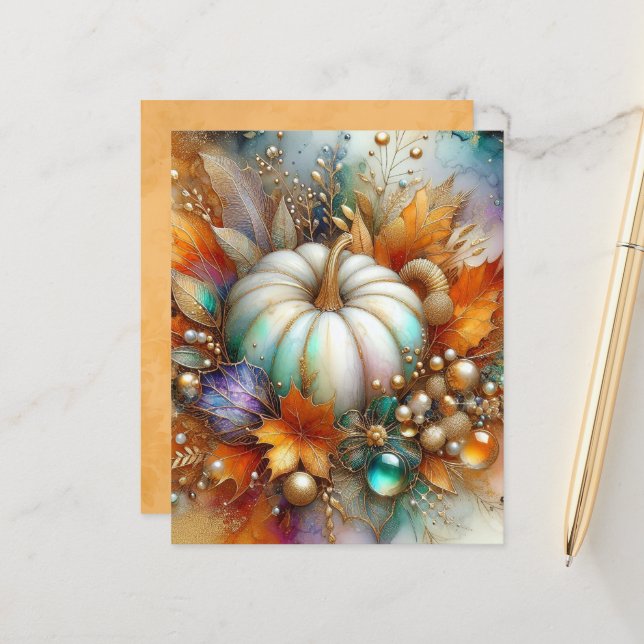 Fall Autumn Pumpkin Scrapbook Paper (Vorderseite/Rückseite Beispiel)