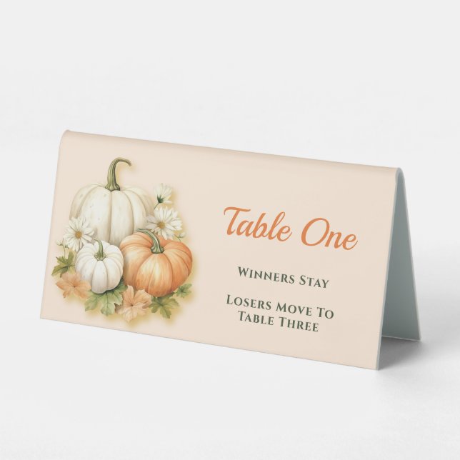 Fall Autumn Pumpkins Table One Bunco Table Tent Tischaufsteller (Vorderseite)