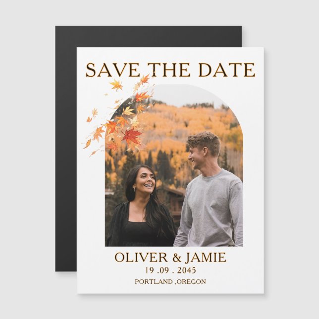 Fall Autumn Save the Date Wedding Magnetic Card Magnetkarte (Vorne/Hinten)
