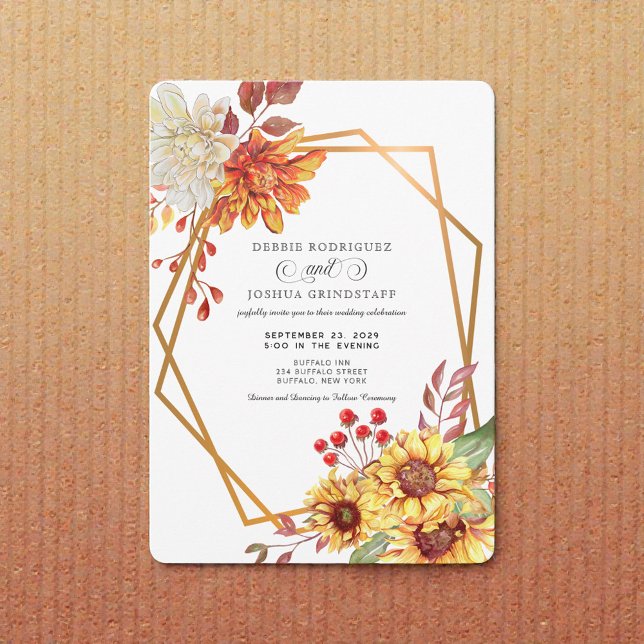 Fall Autumn Sunflower Wedding Invitation  (Créateur téléchargé)