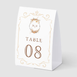 Fall Autumn Wildflower Crest Wedding Table Number Tischaufsteller