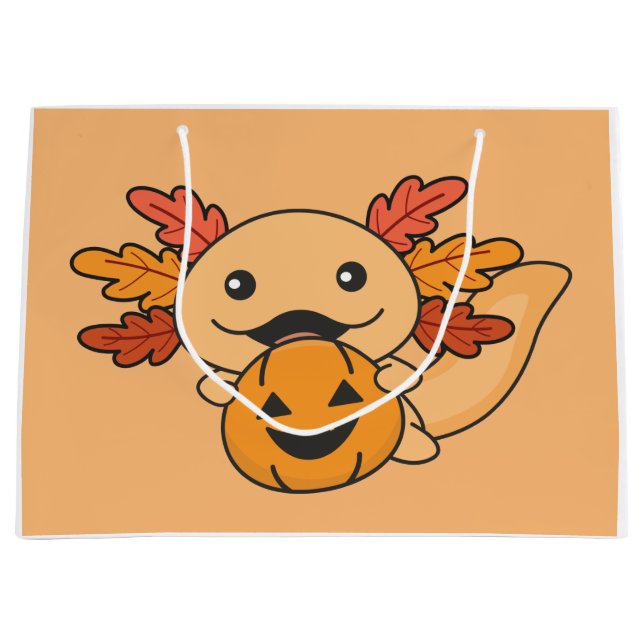 Fall Axolotl mit Herbstlauben Pumpkin Fall Große Geschenktüte (Vorderseite)