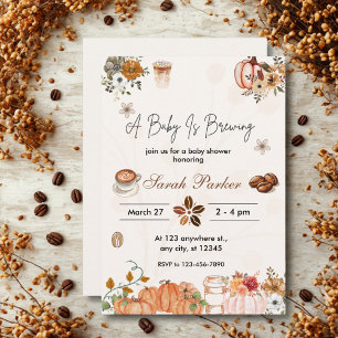 Fall Baby Brewing Coffee Baby Shower Einladung