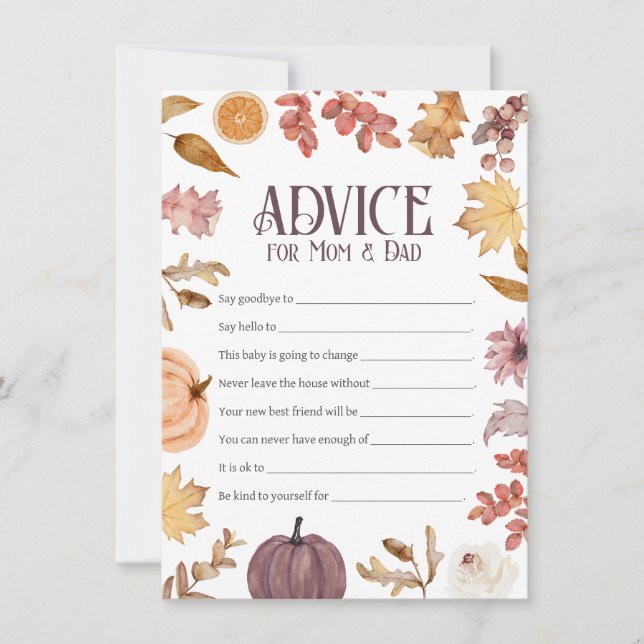 Fall Baby Duschberatung für Mama & Vater Card Mitteilungskarte (Vorderseite)