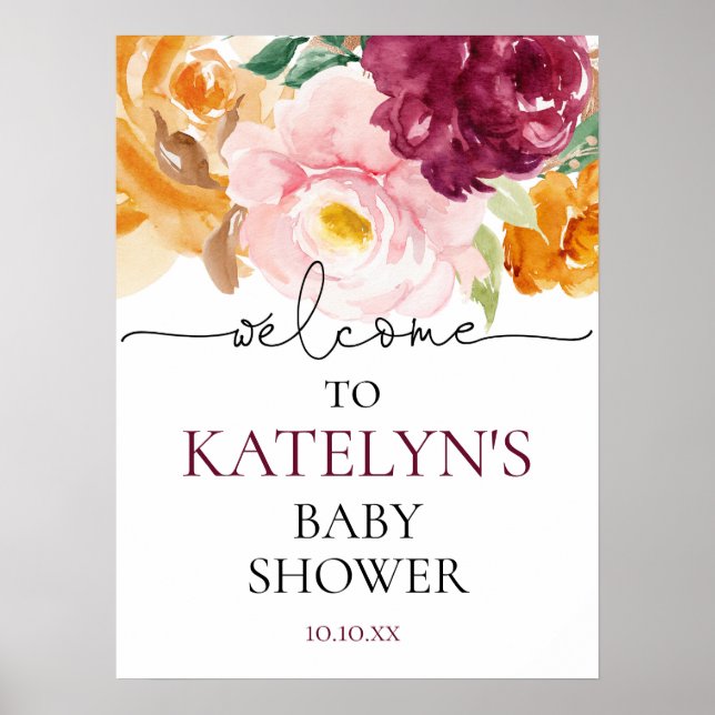 Fall Baby Dusche Begrüßungszeichen Poster (Vorne)