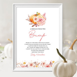Fall Baby Dusche eine Nachricht vom Bump-Zeichen Poster
