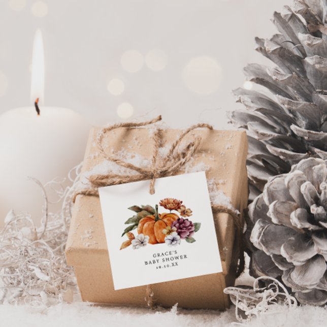 Fall Baby Dusche Geschenkanhänger (Fall Pumpkin Baby Shower Gift Tag)