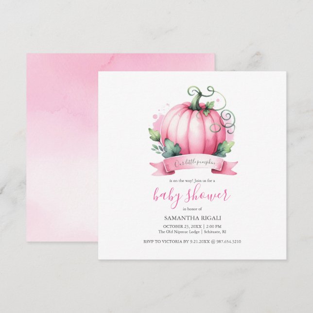 Fall Baby Duwer Einladungen Kleine Pumpkin Girl (Vorne/Hinten)