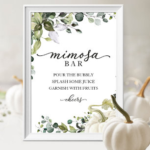 Fall Baby Duwer Greenery Mimosa Bar Sign Poster