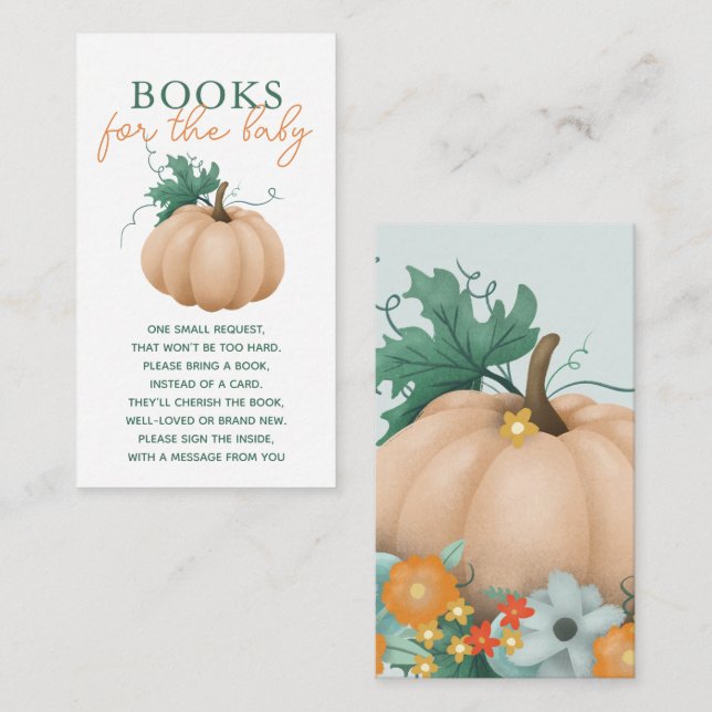 Fall Baby Shower Autumn Floral Books For Baby Begleitkarte (Vorne/Hinten)