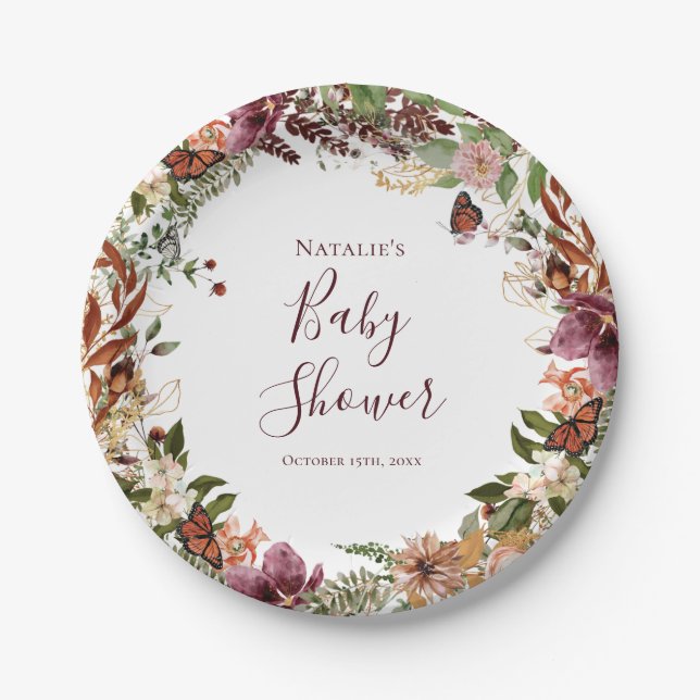 Fall Baby Shower Paper Plate Pappteller (Vorderseite)