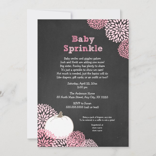 Fall Baby Sprinkle Invites, weißer Kürbis Einladung (Vorderseite)