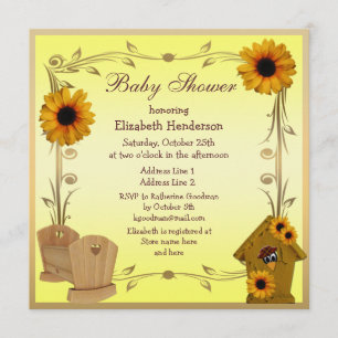 Fall-Babyparty-Sonnenblumen, Krippe u. Krähe Einladung