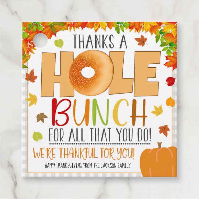 Fall Bagel Geschenkmarke, Wertungsgeschenk Geschenkanhänger (Vorderseite)