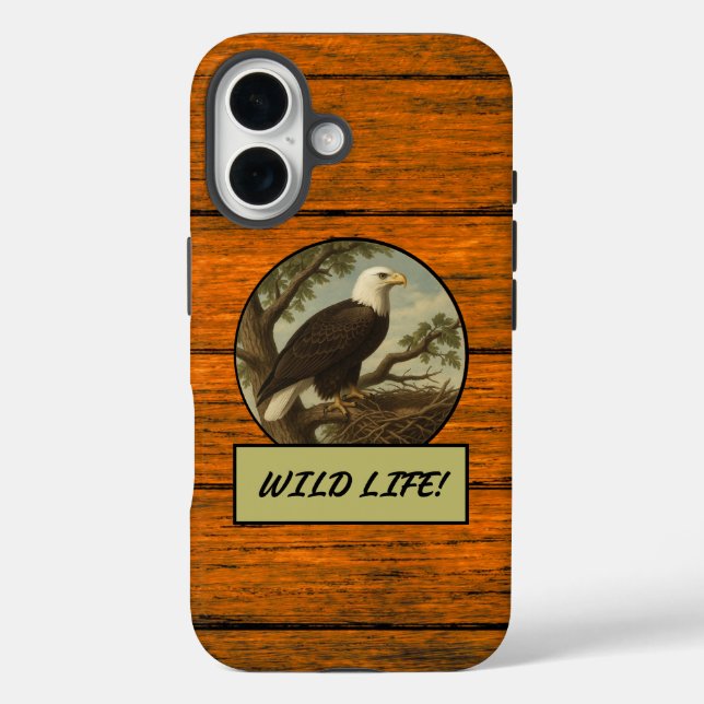 Fall Bald Eagle Wood Grain Case-Mate iPhone iPhone 16 Hülle (Rückseite)