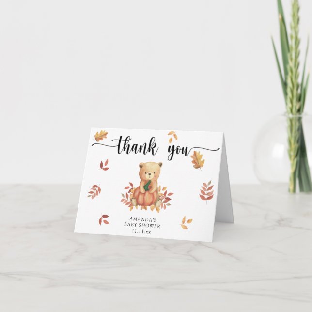 Fall Bär mit Kürbis - vielen Dank Dankeskarte (Vorderseite)