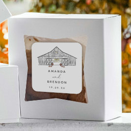 Fall Barn Pumpkins Hochzeit Quadratischer Aufkleber