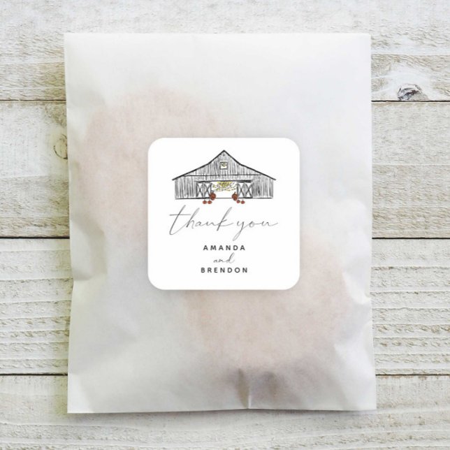 Fall Barn Pumpkins Neu verheiratet Square Sticker (Von Creator hochgeladen)