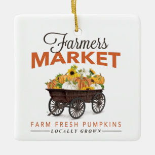 FALL BAUERN MARKT PUMPKIN UND SONNENBLUMEN KERAMIKORNAMENT