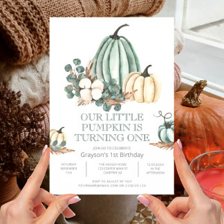 Fall Bauernhof Pumpkin 1. Geburtstag Einladung