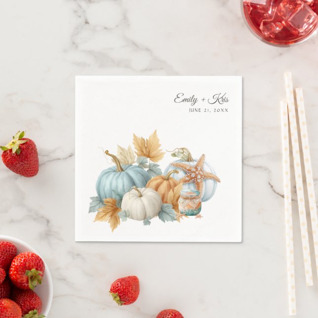 Fall Beach Wedding Pumpkin Serviette (Beispiel)