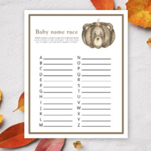 Fall Bear Pumpkin - Baby name race game