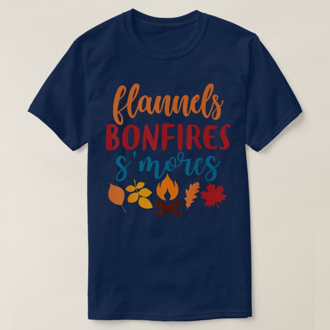 Fall-Bekleidung, Flannels Bonfire's'mos, Herbst T-Shirt (Design vorne)