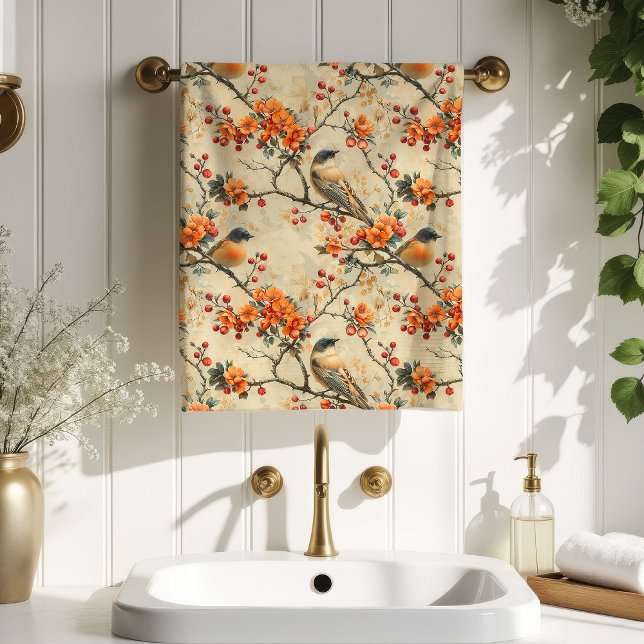 Fall Birds & Blooms Towel Gift for Their Bathroom Badhandtuch Set (Fall Birds & Blooms Towel Gift for Their Bathroom)