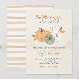 Fall Birthday Little Pumpkin ist eins Einladung