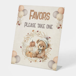Fall Birthday Pumpkins Teddy Bear Pedestzeichen Sockelschild
