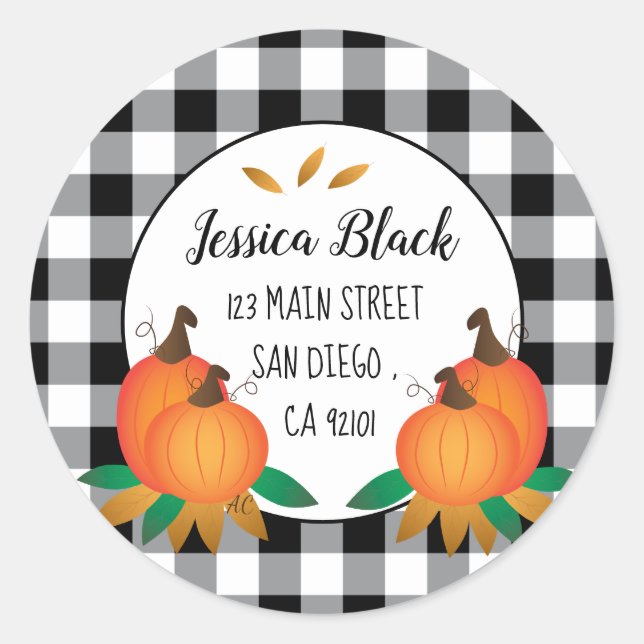 Fall Black Buffalo Karo Rücksendeadresse Stickers (Vorderseite)