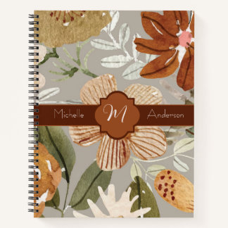 Fall Blooms auf Taupe Deluxe Spiral Notebook Notizbuch