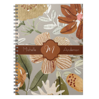 Fall Blooms auf Taupe Spiral Notebook Notizblock