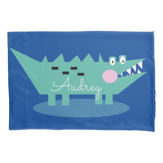 Fall "Blue Alligator Name Pillow" Kissenbezug (Vorderseite)