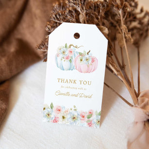 Fall Blue and Pink Pumpkin Gender Reveal Geschenkanhänger