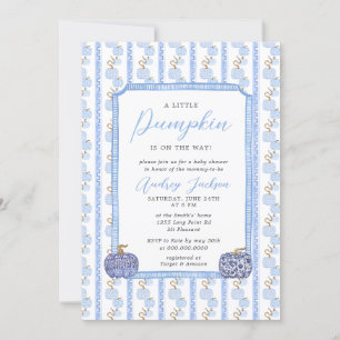 Fall Blue Chinoiserie Blue Pumpkin Baby Dusche Einladung