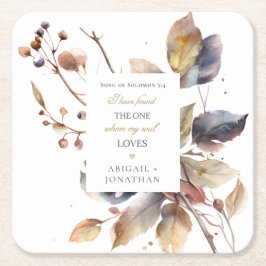 Fall Blue Gold Red Blätter Christlich Bible Weddin Rechteckiger Pappuntersetzer