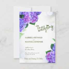Fall Blue Nature Lila Hydrangea Wedding Einladung