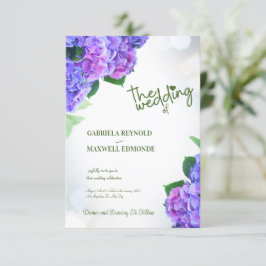 Fall Blue Nature Lila Hydrangea Wedding Einladung