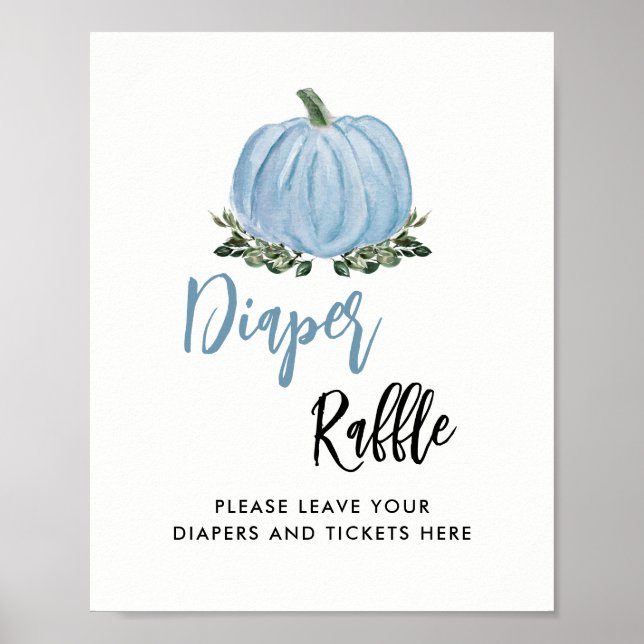 Fall Blue Pumpkin Baby Duschkabine Windeln Raffle  Poster (Vorne)