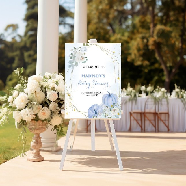 Fall Blue Pumpkin Boy Baby Dusche Begrüßungszeiche Poster (Von Creator hochgeladen)