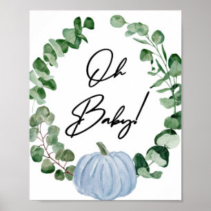 Fall Blue Pumpkin Boy Babydusche Oh Baby Poster