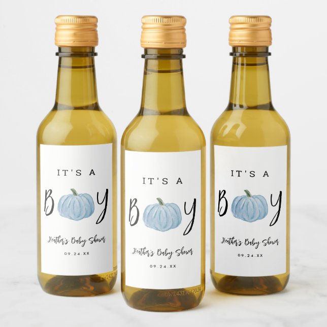 Fall Blue Pumpkin Es ist ein Baby-Dusche Gefallen Weinetikett (Flaschen)