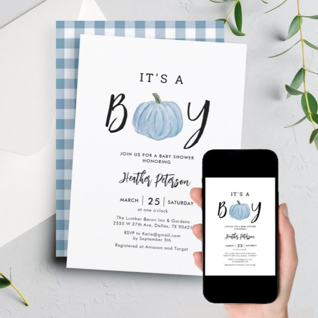Fall Blue Pumpkin Es ist eine Baby-Dusche Einladung (Von Creator hochgeladen)